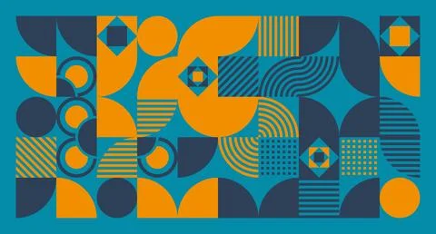 Blue-Orange Geometric Abstract Pattern Stock Illustration