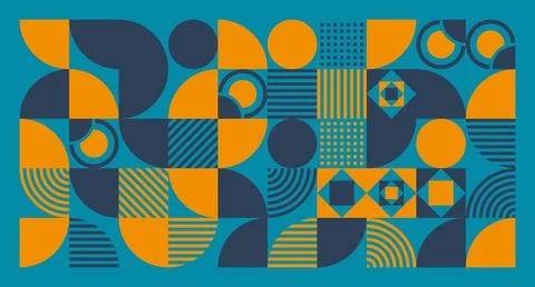 Blue-Orange Geometric Abstract Pattern Stock Illustration