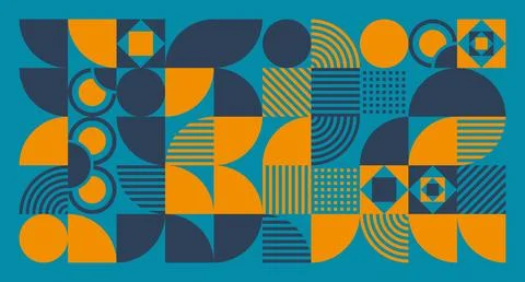 Blue-Orange Geometric Abstract Pattern Stock Illustration