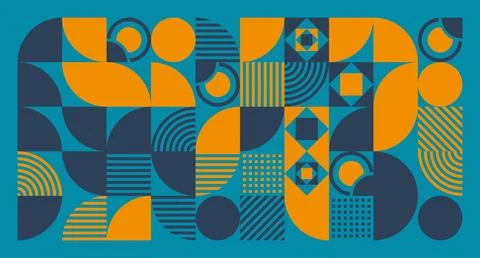 Blue-Orange Geometric Abstract Pattern Stock Illustration