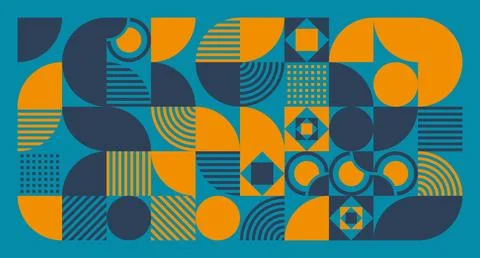 Blue-Orange Geometric Abstract Pattern Stock Illustration