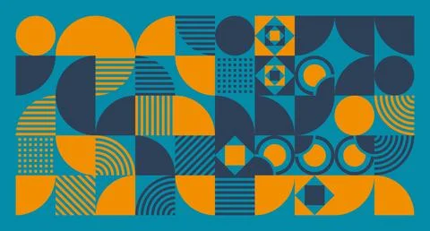 Blue-Orange Geometric Abstract Pattern Stock Illustration