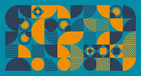 Blue-Orange Geometric Abstract Pattern Stock Illustration