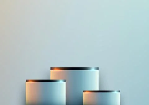 Blue orange gradient 3d tiered podium mockup for product display showcase m.. Stock Illustration
