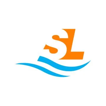 Blue orange initial SL Letter logo design vector graphic concept illustration Stock Illustration