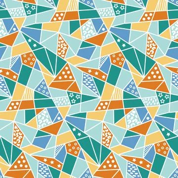 Blue orange kaleidoscopic seamless pattern, colorful abstract background Stock Illustration