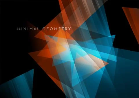 Blue orange low poly abstract geometric tech minimal design 스톡 일러스트