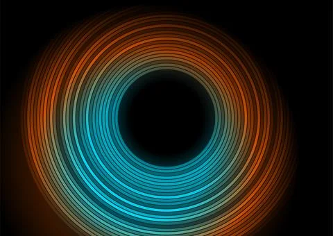 Blue orange minimal round lines abstract futuristic tech background Stock Illustration