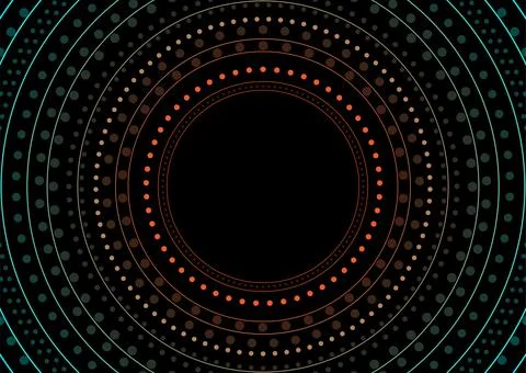 Blue orange minimal round lines abstract futuristic tech background Stock Illustration