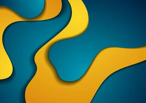 Blue orange paper waves abstract corporate background Stock Illustration