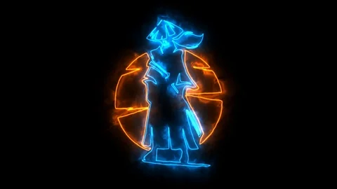 Blue Orange Samurai Warrior Animated Logo with Reveal Effect Stock Footage 112704754