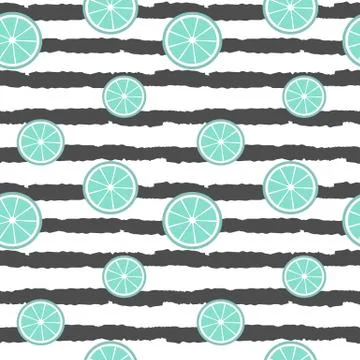 Blue orange slice on striped background seamless vector pattern illustration 스톡 일러스트