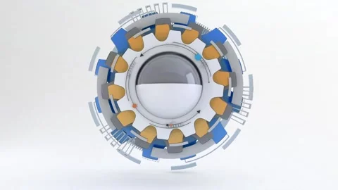 Blue Orange Tech Gears 3d industry animation Stock Footage 242075551