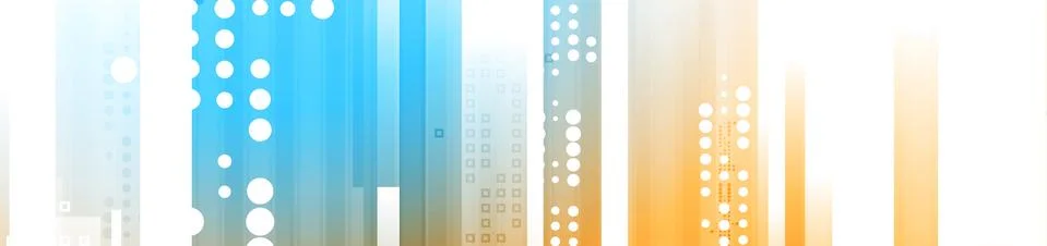 Blue orange tech striped background with circles and squares Stockillustratie