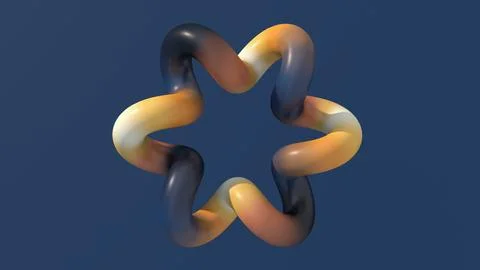 Blue, orange, yellow circle shape. Blue background. 3d render. Stock Illustration