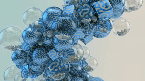 Blue Orbs and cubes loop background Stock Footage 238969394