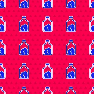 Blue Ore mining icon isolated seamless pattern on red background. Vector Stock Illustration