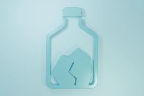 Blue Ore mining icon isolated on blue background. Minimalism concept. 3D re.. 库存插图