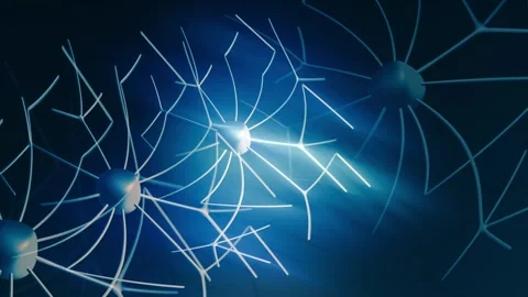 Blue organism connected floating plexus structure Video stock 332240277
