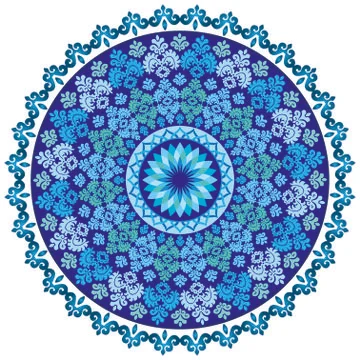 Blue oriental pattern and ornaments Stock Illustration