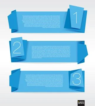 Blue origami banner vector 스톡 일러스트