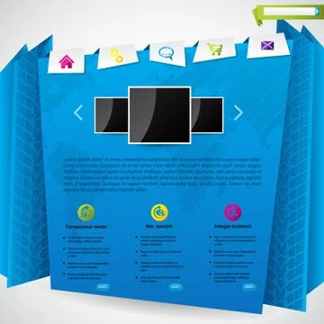 Blue origami website template Stock Illustration