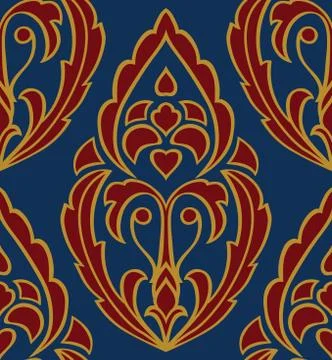 Blue ornament with damask. Stock Illustration