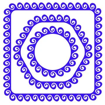 Blue Ornamental Frames Set of Blue Ornamental Frames Isolated on White Bac... Stock Photos