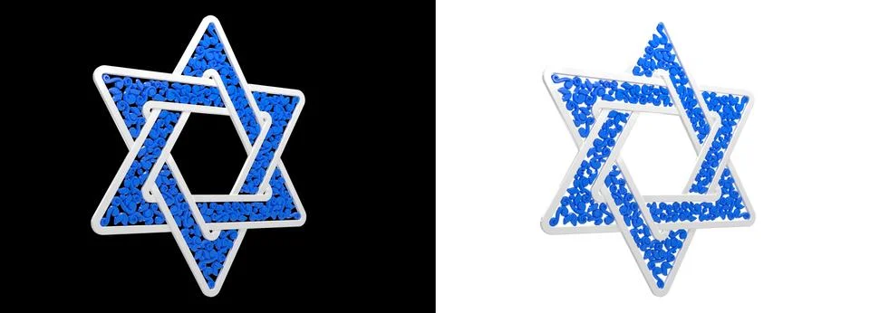 Blue ornamental pattern david star isolated - cgi object 3D rendering Stock Illustration