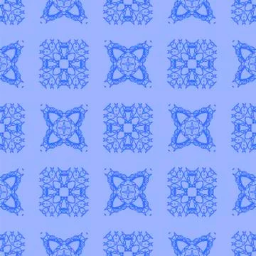 Blue Ornamental Seamless Line Pattern Illustrazione stock