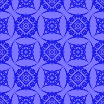 Blue Ornamental Seamless Line Pattern Illustrazione stock