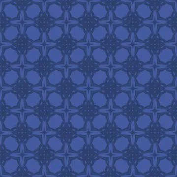 Blue Ornamental Seamless Line Pattern. Stock Illustration