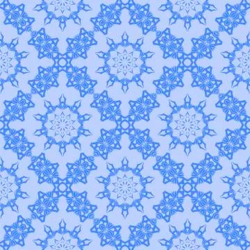 Blue Ornamental Seamless Line Pattern イラスト素材