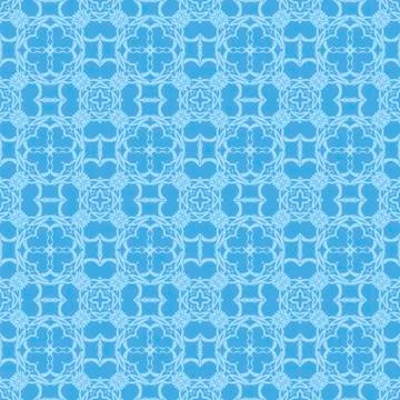 Blue Ornamental Seamless Line Pattern イラスト素材