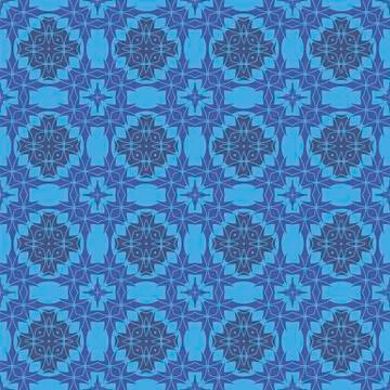 Blue Ornamental Seamless Line Pattern Illustrazione stock