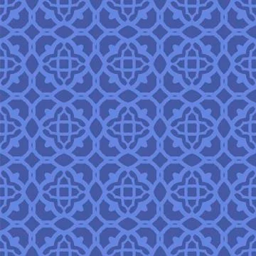 Blue Ornamental Seamless Line Pattern 스톡 일러스트