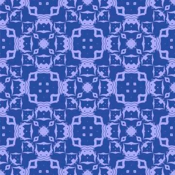 Blue Ornamental Seamless Line Pattern Illustrazione stock