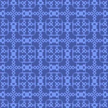 Blue Ornamental Seamless Line Pattern 스톡 일러스트
