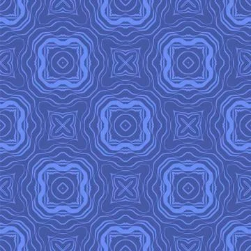 Blue Ornamental Seamless Line Pattern Stockillustratie