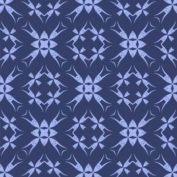 Blue Ornamental Seamless Line Pattern Stock Illustration