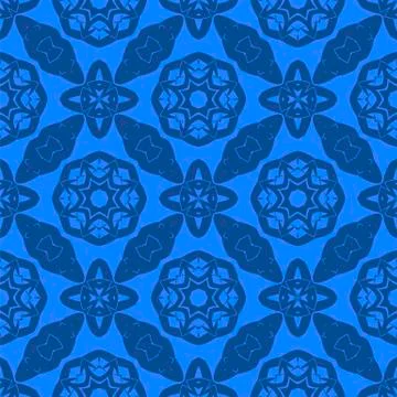 Blue Ornamental Seamless Line Pattern イラスト素材
