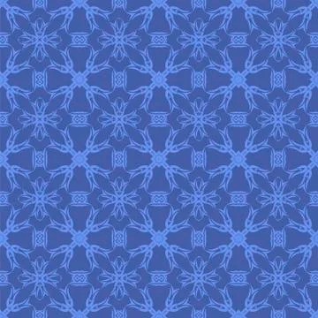 Blue Ornamental Seamless Line Pattern Illustrazione stock