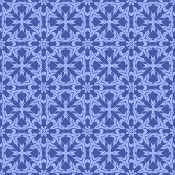 Blue Ornamental Seamless Line Pattern 스톡 일러스트