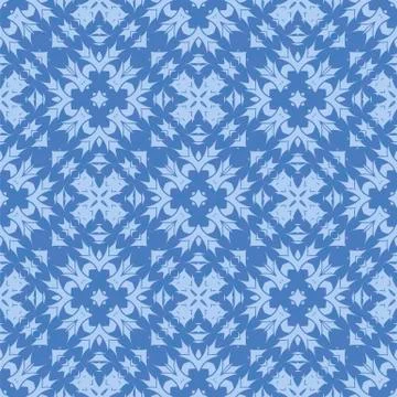 Blue Ornamental Seamless Line Pattern Stockillustratie