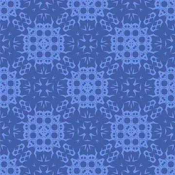 Blue Ornamental Seamless Line Pattern Illustrazione stock