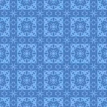 Blue Ornamental Seamless Line Pattern イラスト素材