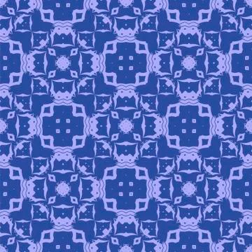 Blue Ornamental Seamless Line Pattern Illustrazione stock