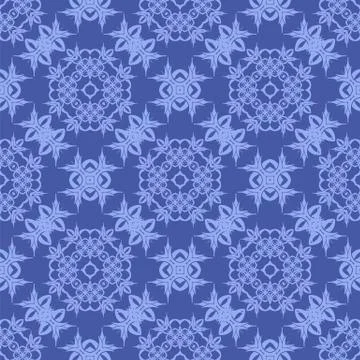 Blue Ornamental Seamless Line Pattern イラスト素材