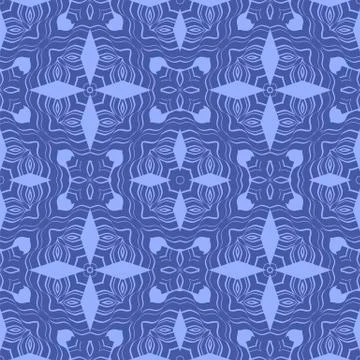 Blue Ornamental Seamless Line Pattern 스톡 일러스트
