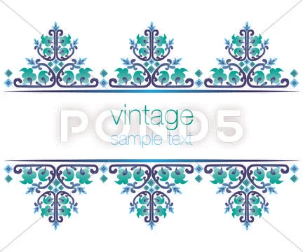 Blue ornate vintage frames Stock Illustration